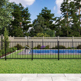 TuffBilt Dillon 2 Rail Flat Top 4 ft. H x 6 ft. Black Aluminum Pre-Assembled Flat Top Spaced Picket Fence Panel
