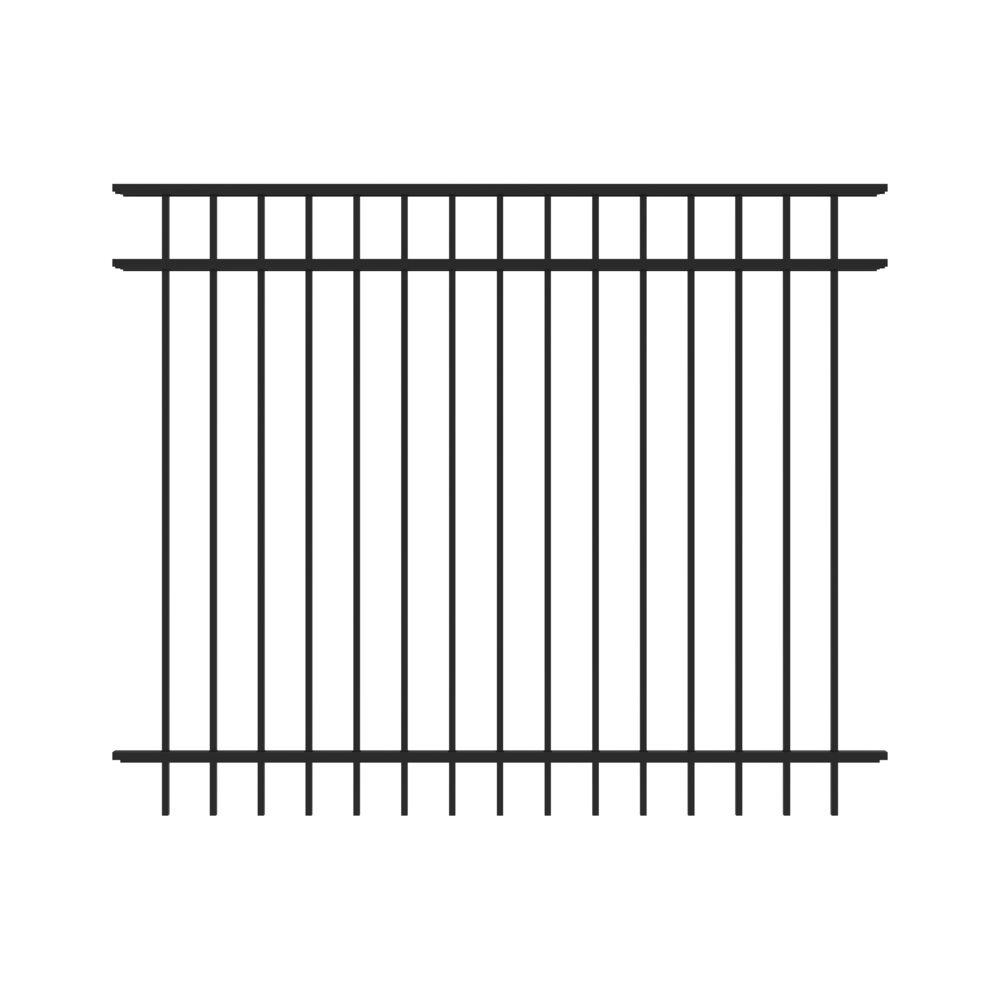 TuffBilt Mitchell 5 ft. H x 6 ft. W Black Aluminum Pre-Assembled Flat Top Spaced Picket Fence Panel