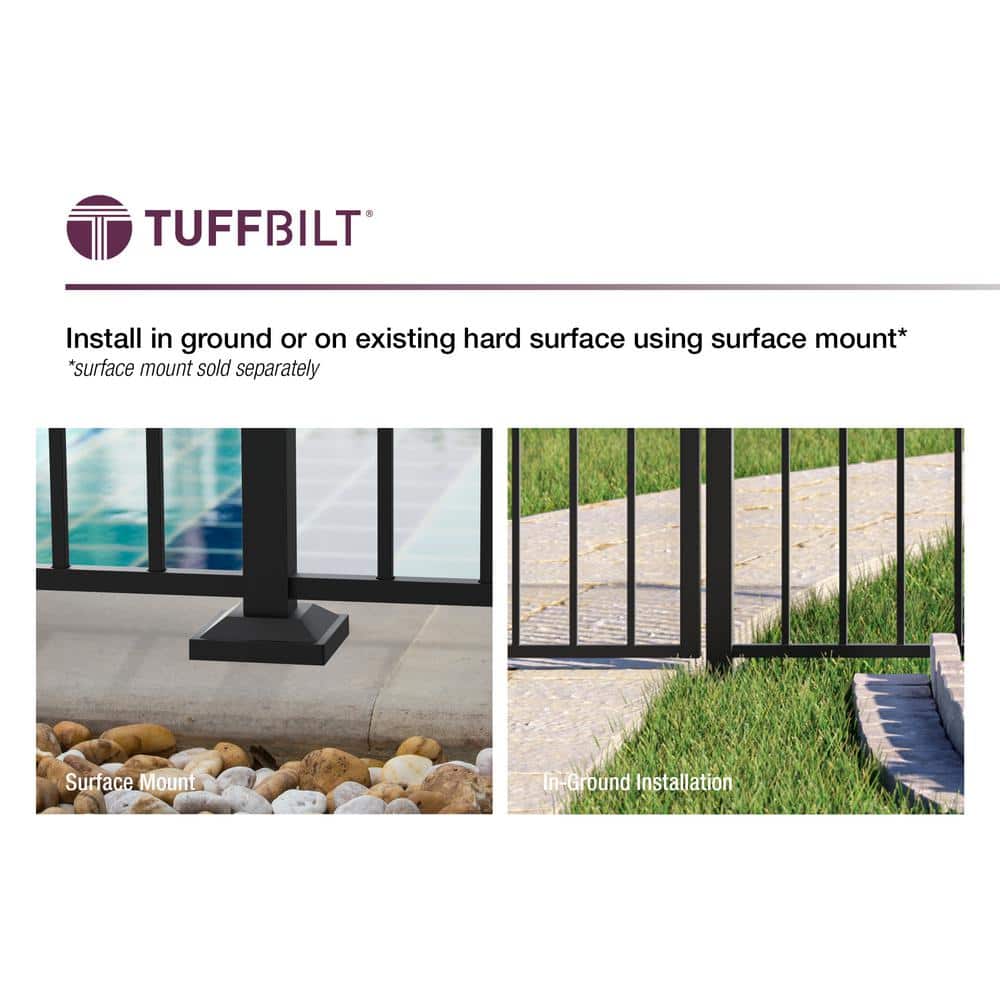 TuffBilt Dillon 2 in. x 2 in. x 70 in. Black Aluminum Fence End Post