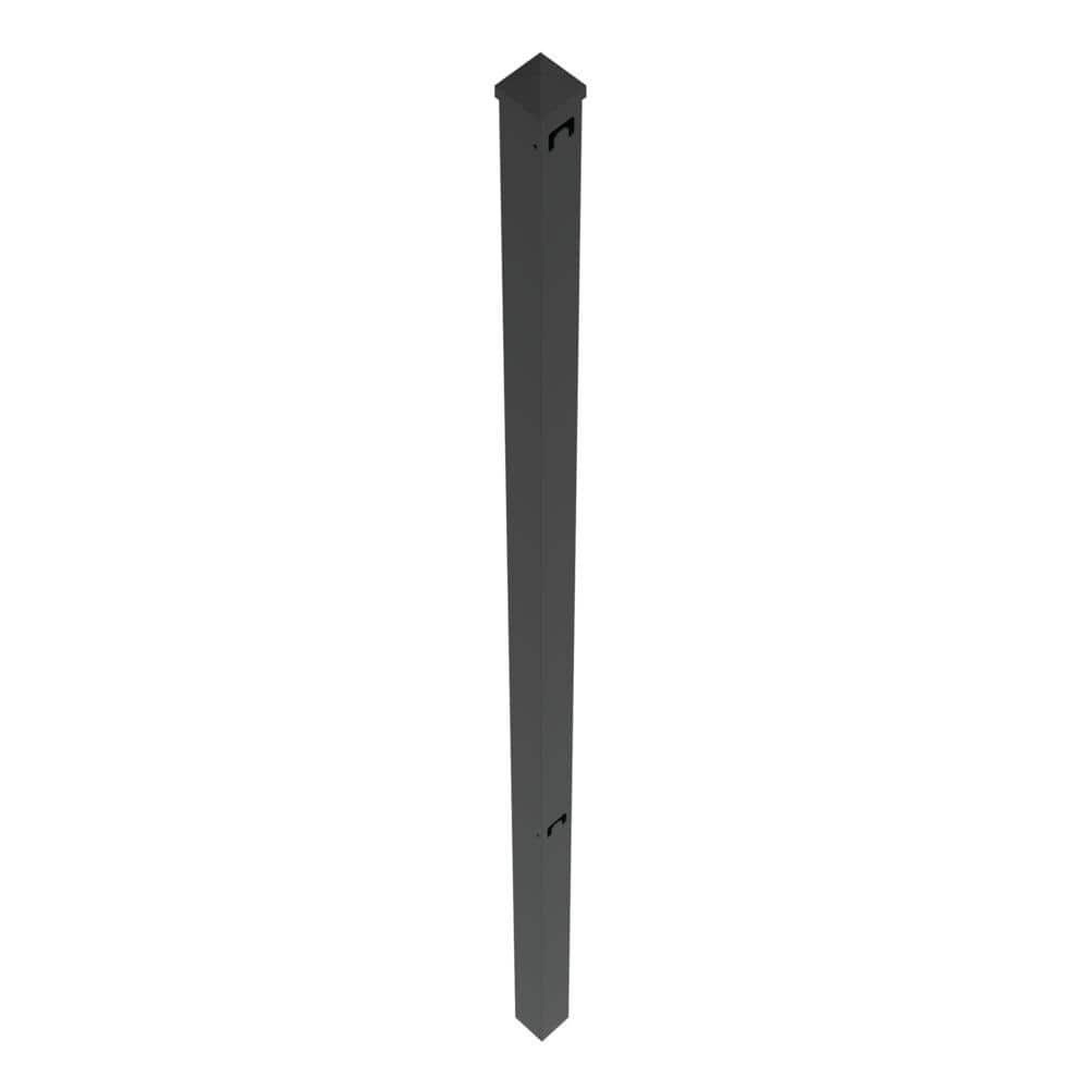 TuffBilt Dillon 2 in. x 2 in. x 70 in. Black Aluminum Fence End Post