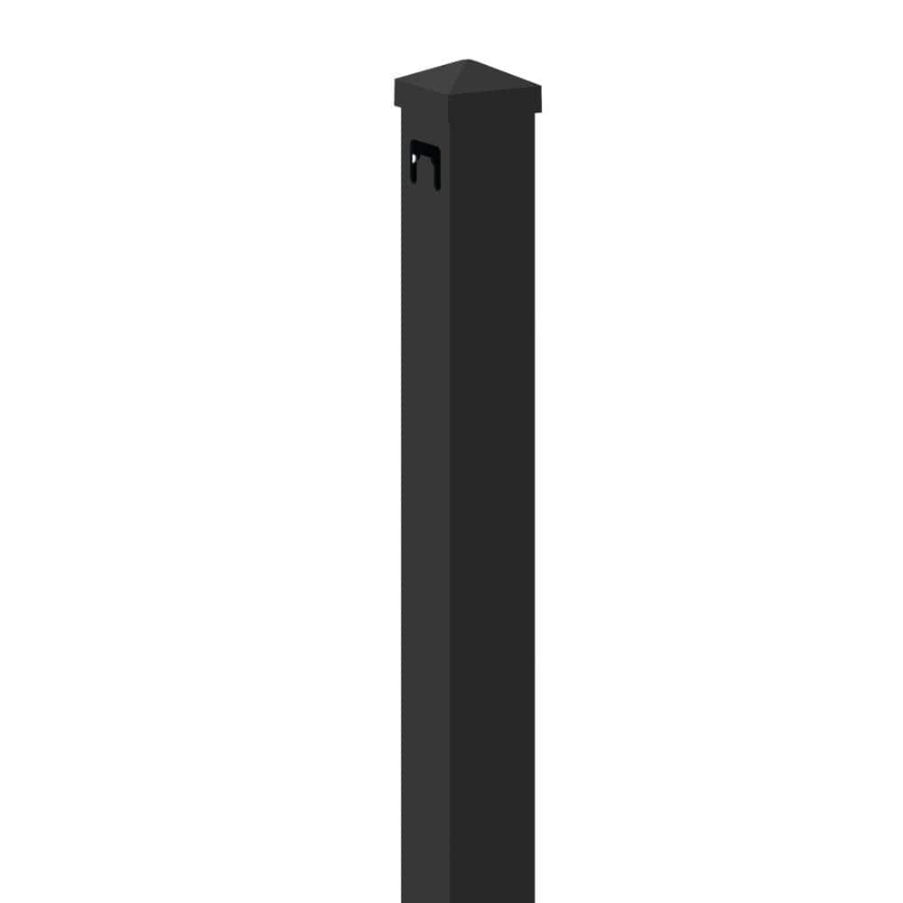 TuffBilt Dillon 2 in. x 2 in. x 70 in. Black Aluminum Fence End Post