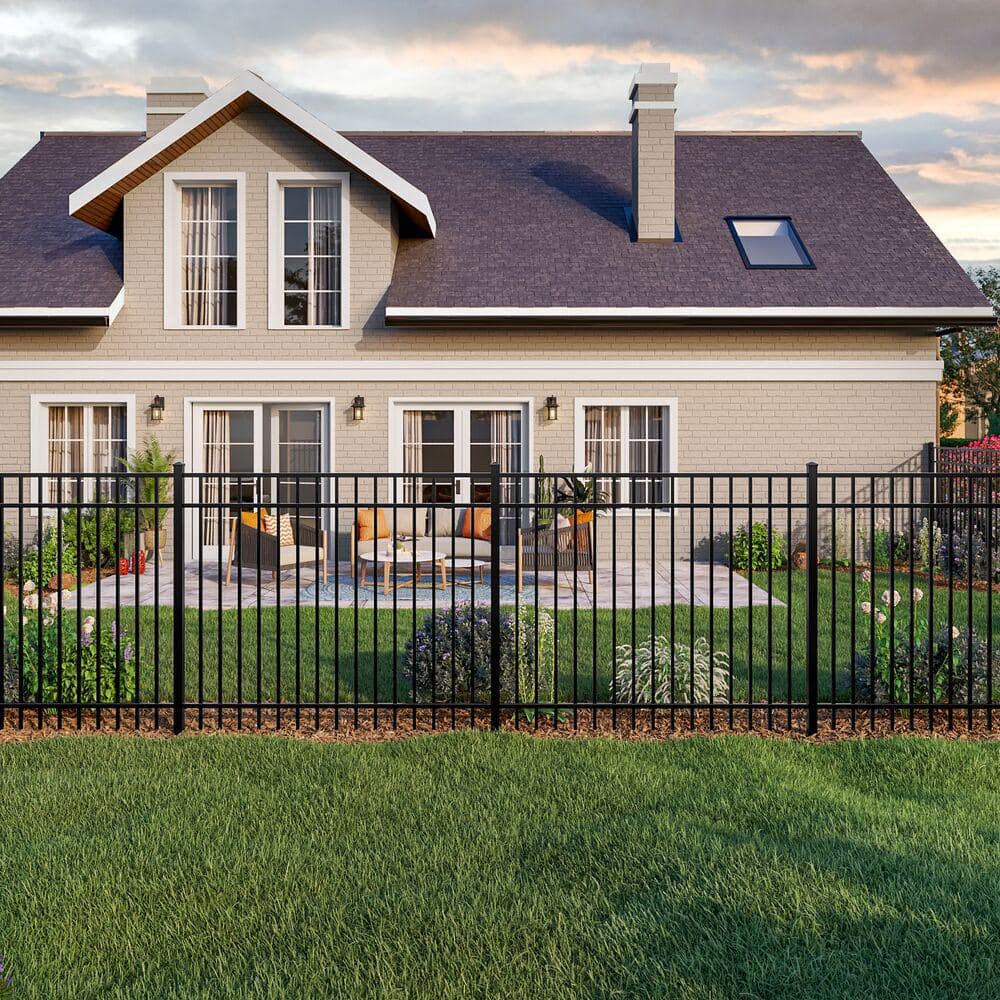 TuffBilt Mitchell 2 in. x 2 in. x 88 in. Black Aluminum Fence Line