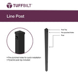 TuffBilt Mitchell 2 in. x 2 in. x 88 in. Black Aluminum Fence Line Post