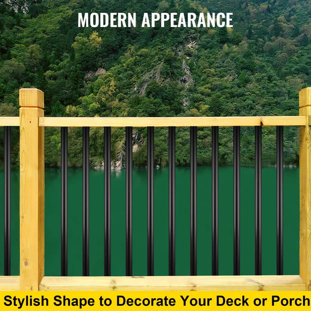 VEVOR 26 in. x 0.75 in. Deck Balusters Metal Deck Spindles Circle Staircase Baluster Aluminum Alloy Deck Railing (51-Pack)