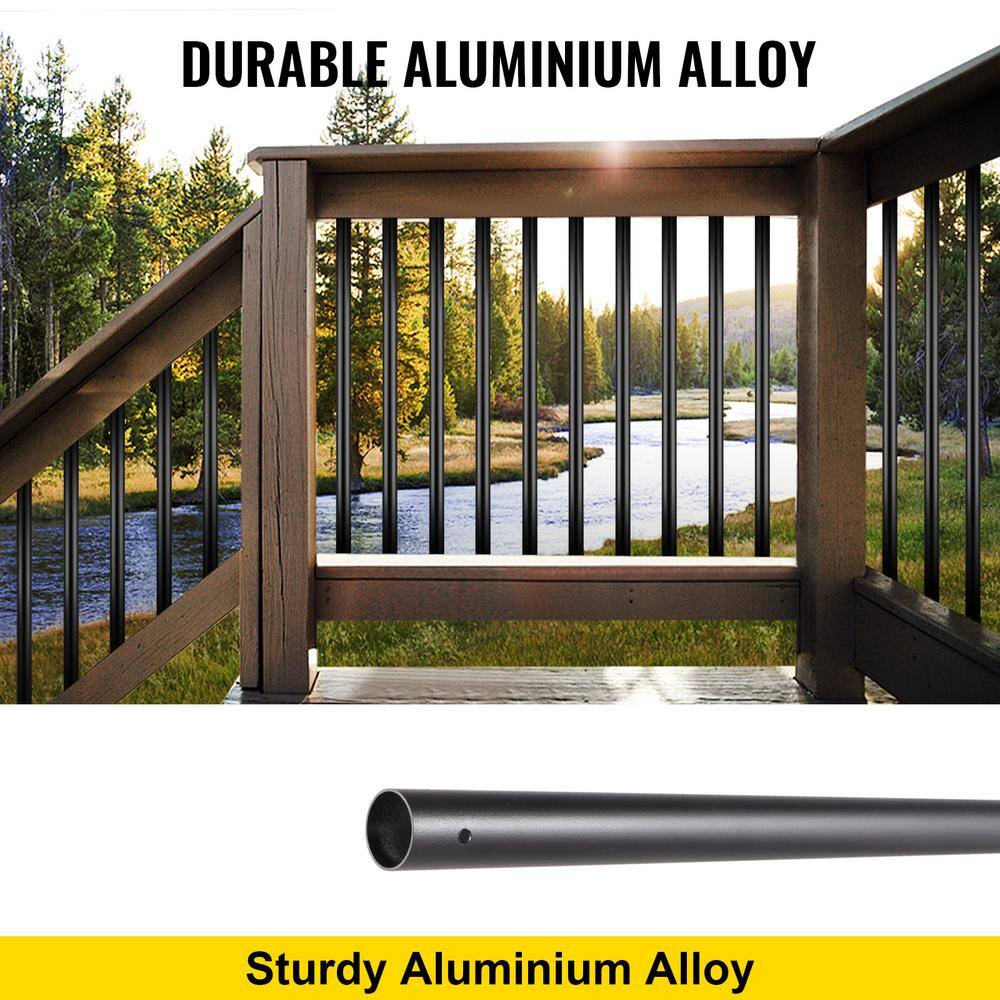 VEVOR 26 in. x 0.75 in. Deck Balusters Metal Deck Spindles Circle Staircase Baluster Aluminum Alloy Deck Railing (51-Pack)