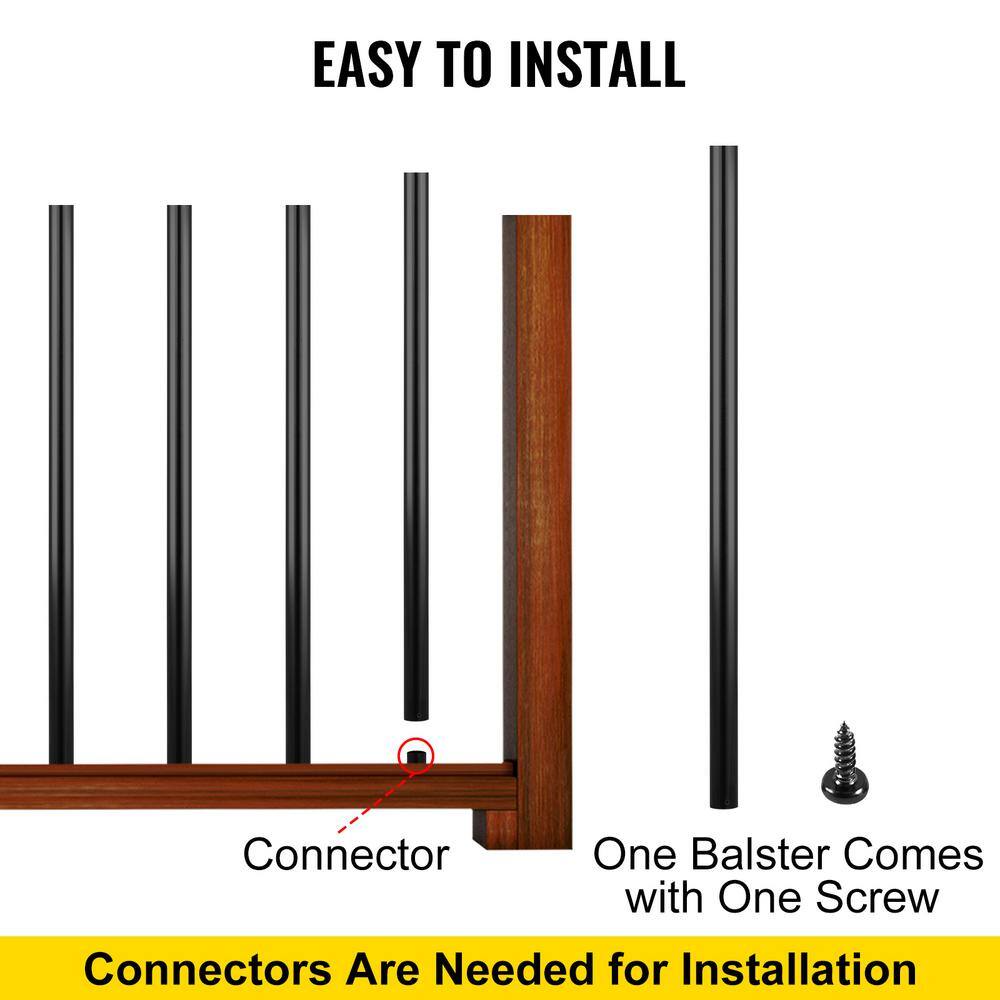 VEVOR 26 in. x 0.75 in. Deck Balusters Metal Deck Spindles Circle Staircase Baluster Aluminum Alloy Deck Railing (51-Pack)