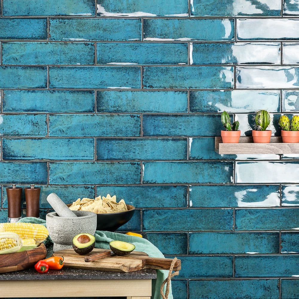 Ivy Hill Tile Moze Blue 3 in. x 12 in. 9 mm Ceramic Wall Tile (22