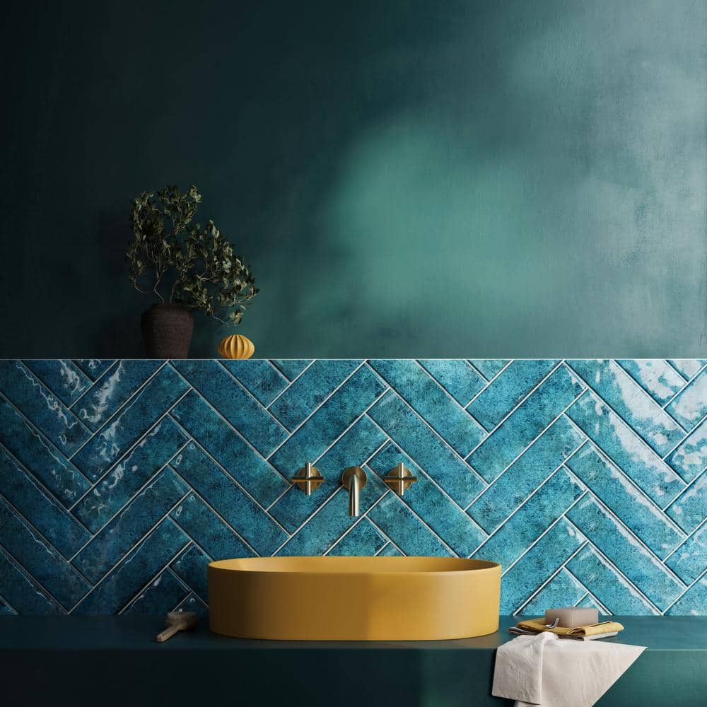 Ivy Hill Tile Moze Blue 3 in. x 12 in. 9 mm Ceramic Wall Tile (22