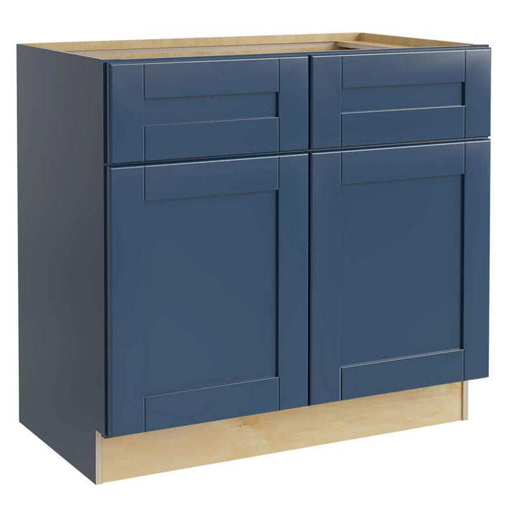Contractor Express Cabinets Arlington Vessel Blue Plywood Shaker Stock Assembled Sink Base Kitchen Cabinet Soft Close 33 in W x 24 in D x 34.5 in H