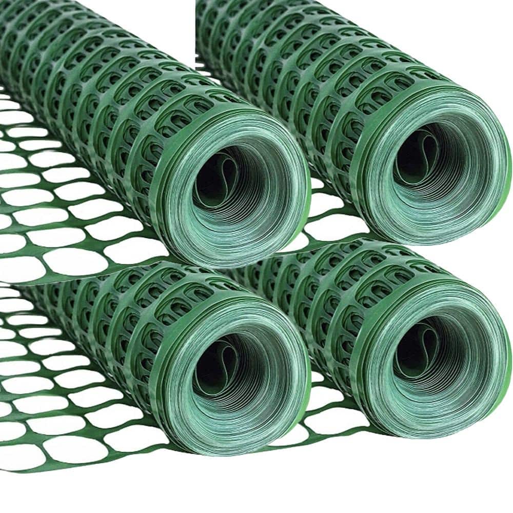 BOEN 4 ft. x 100 ft. Green Plastic Temporary Fencing, Mesh Snow Fence ...