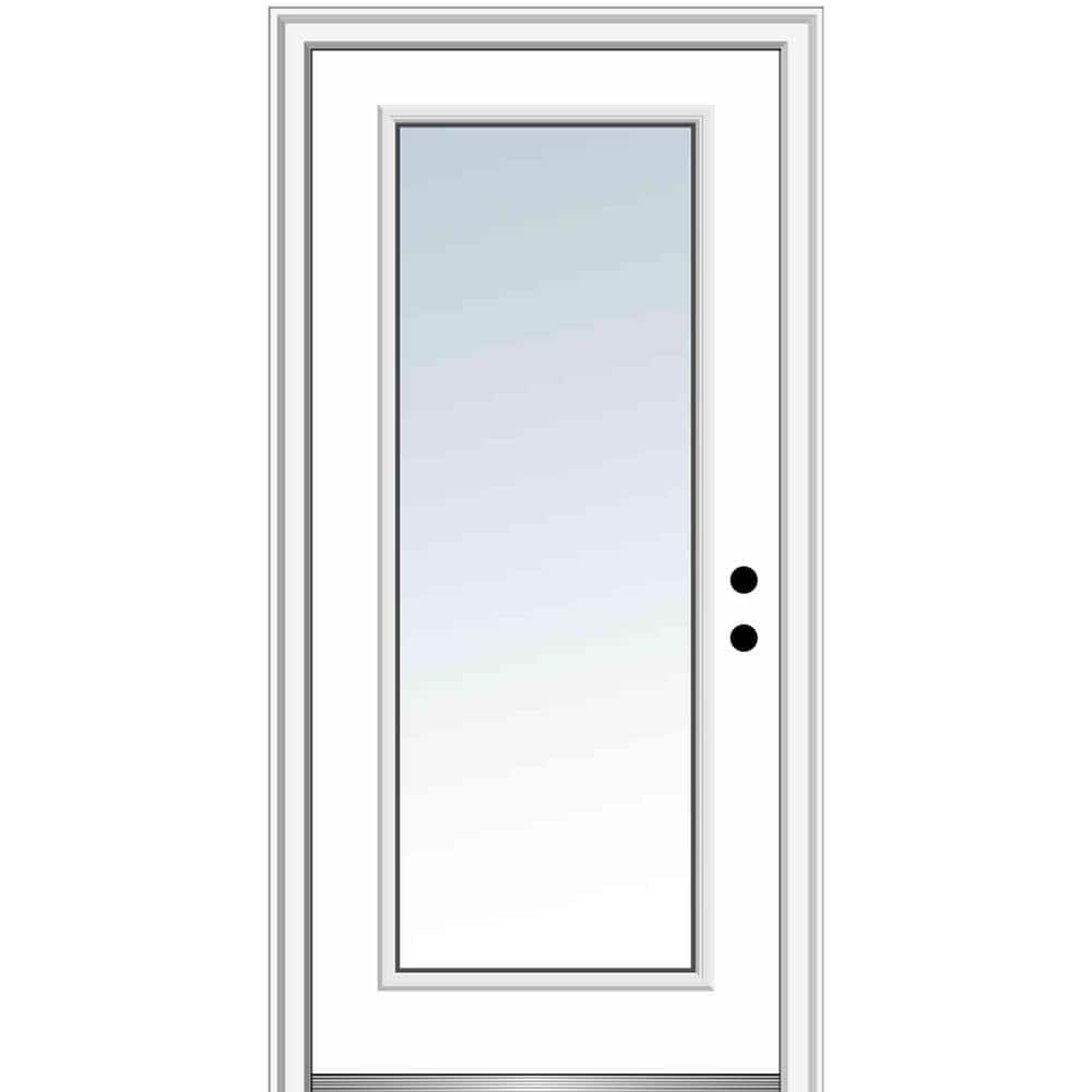36 in. x 96 in. Classic Left-Hand Inswing Full Lite Clear Painted Stee ...