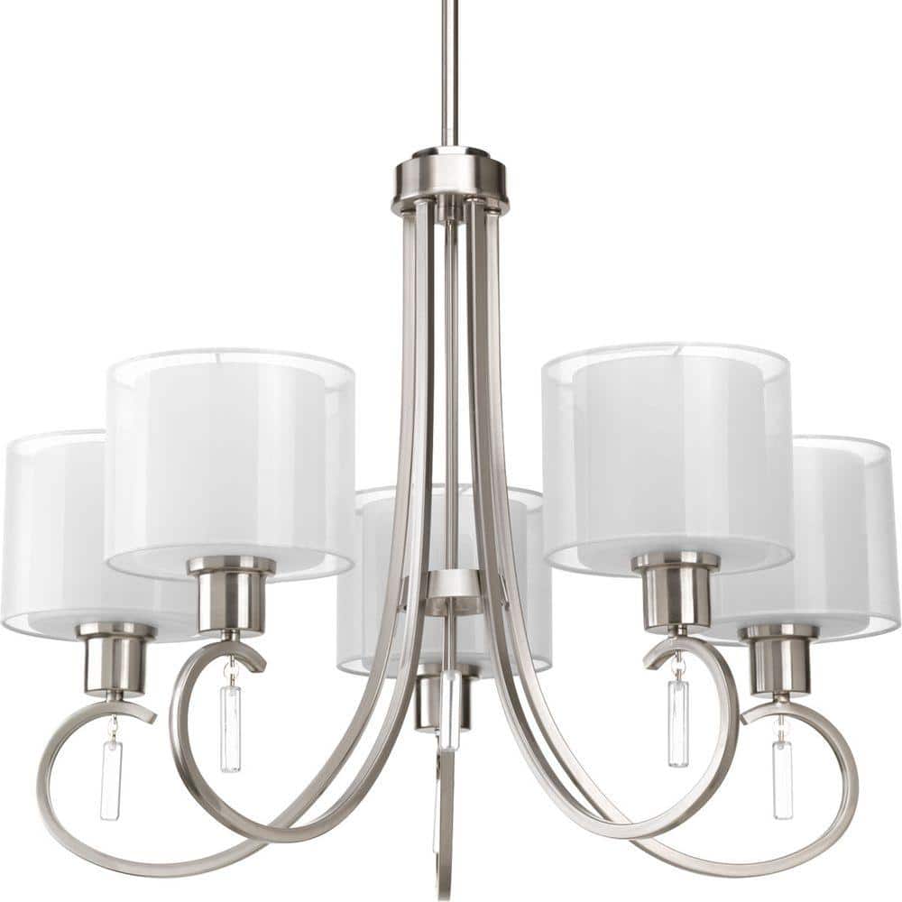 Progress Lighting Invite Collection 5-Light Brushed Nickel White Silk ...
