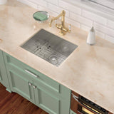 Sarlai 16.98 Gal. Brushed Nickel Undermount Laundry Sink with Bottom Grid