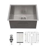 Sarlai 16.98 Gal. Brushed Nickel Undermount Laundry Sink with Bottom Grid