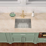 Sarlai 16.98 Gal. Brushed Nickel Undermount Laundry Sink with Bottom Grid