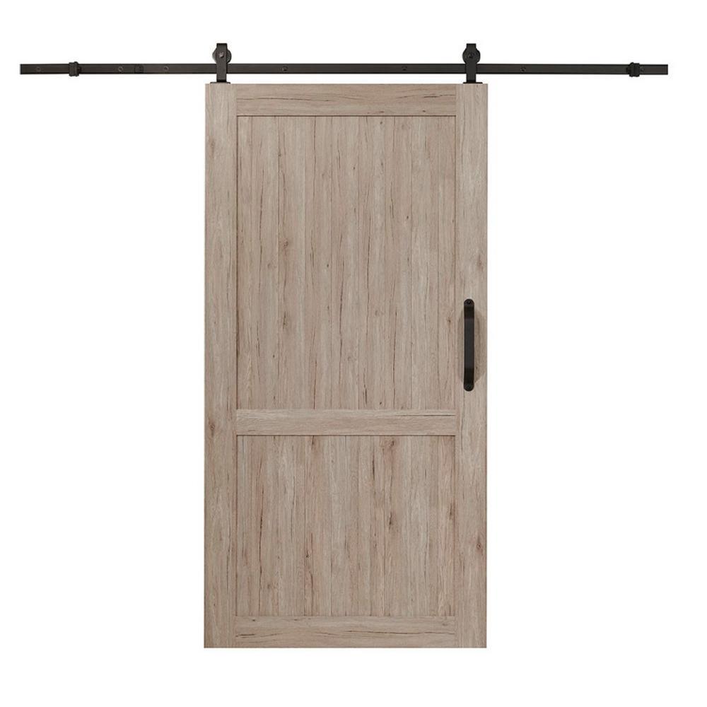 36 in. x 84 in. Millbrooke White H Style Ready to Assemble PVC Vinyl Sliding Barn Door with Hardware Kit - Super Arbor