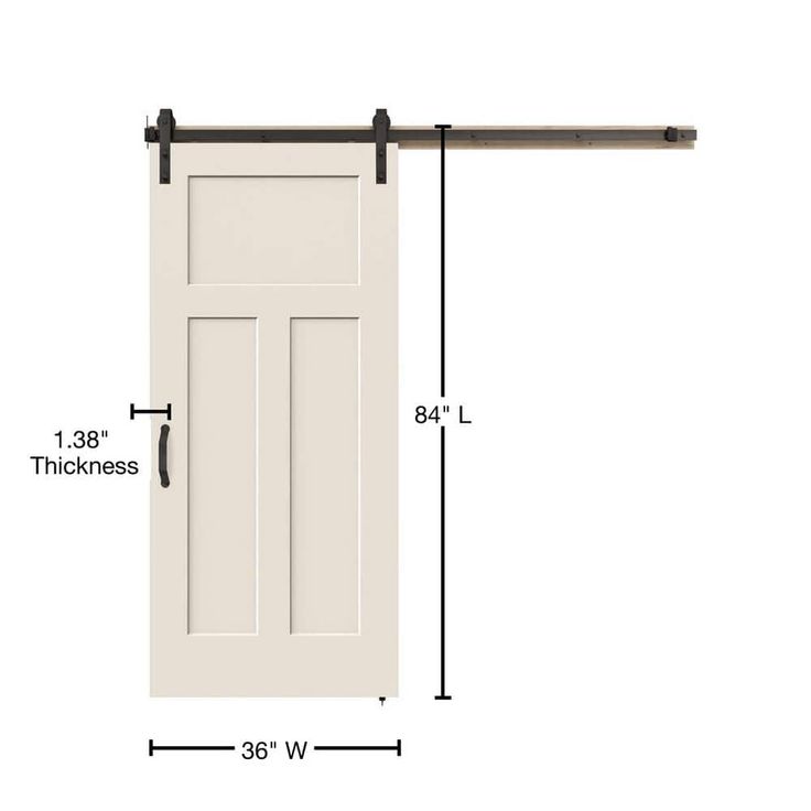 36 in. x 84 in. Craftsman Primed Smooth Molded Composite MDF Barn Door with Rustic Hardware Kit