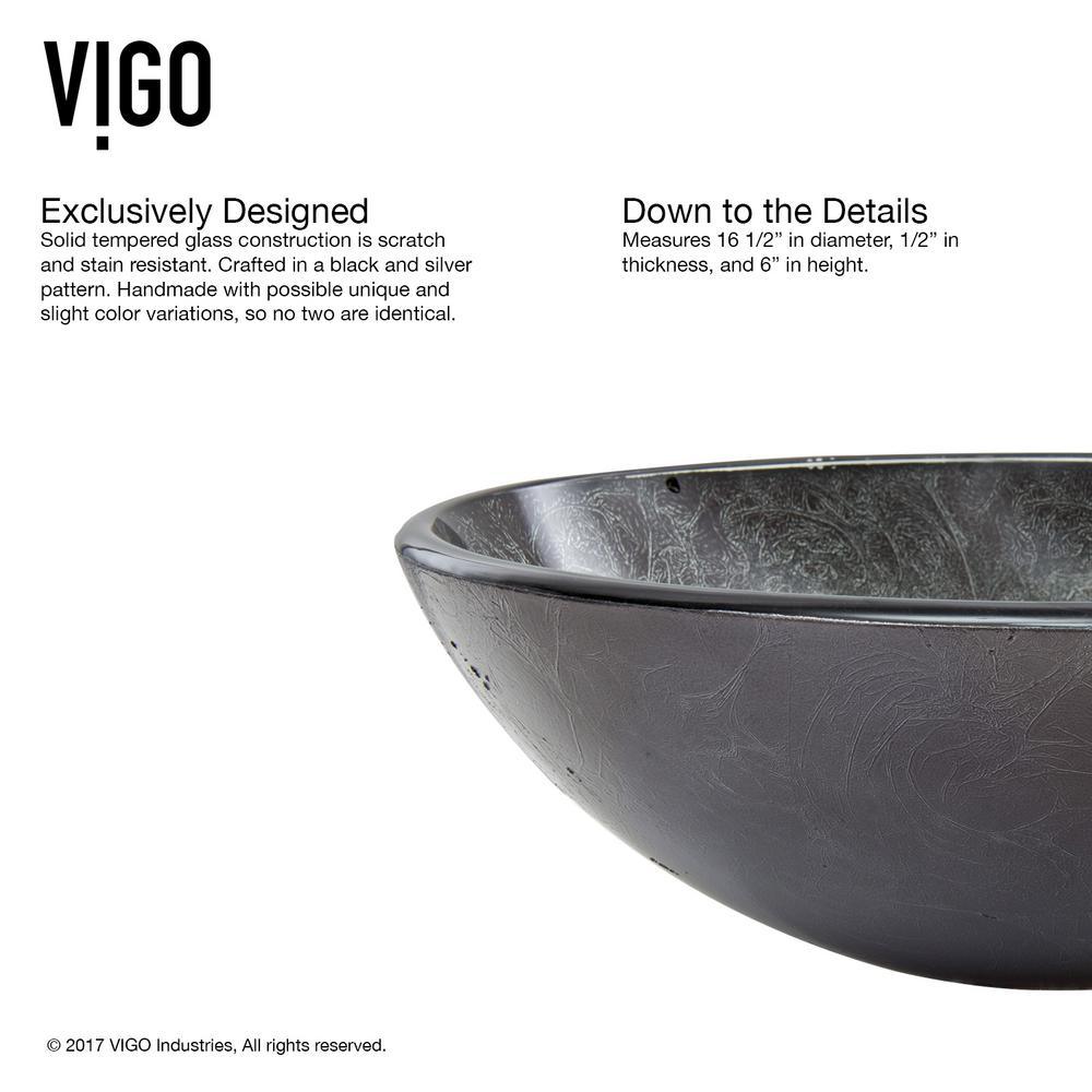 Glass Vessel Bathroom Sink in Gray Onyx and Seville Faucet Set in Matte Black - Super Arbor