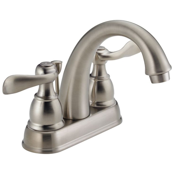 Delta Windemere Brushed Nickel 2-Handle 4-in Centerset WaterSense Bathroom Sink Faucet with Drain