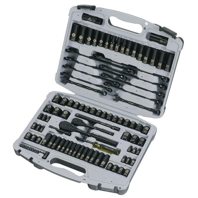 1/4 in. & 3/8 in. Drive Black Chrome Laser Etched  SAE & Metric Mechanics Tool Set (99-Piece) - Super Arbor