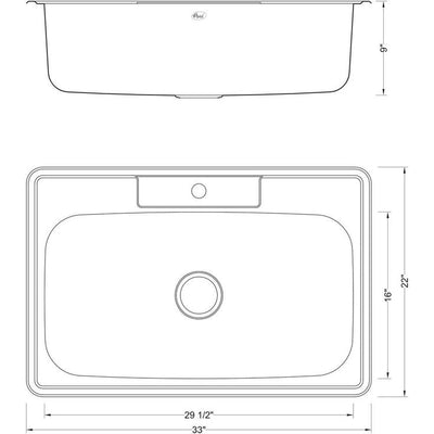 Topmount Drop-In 18-Gauge Stainless Steel 33 in. x 22 in. x 9 in. 1-Hole Single Bowl Kitchen Sink with Faucet