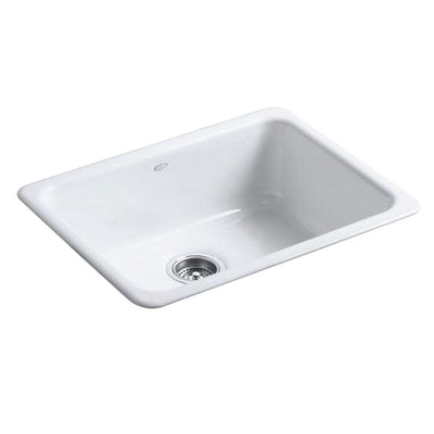 Iron Tones Dual Mount Cast Iron 24 in. Single Bowl Kitchen Sink in White - Super Arbor