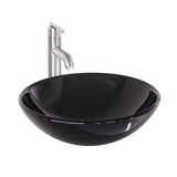 Glass Vessel Bathroom Sink in Gray Onyx and Seville Faucet Set in Matte Black - Super Arbor
