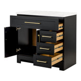 Style Selections Cauley 36-in Black Single Sink Bathroom Vanity with White Cultured Marble Top