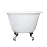 Aristo 55 in. Cast Iron Roll Top Clawfoot Non-Whirlpool Bathtub in White with 7 in. Faucet Holes and CP Feet - Super Arbor