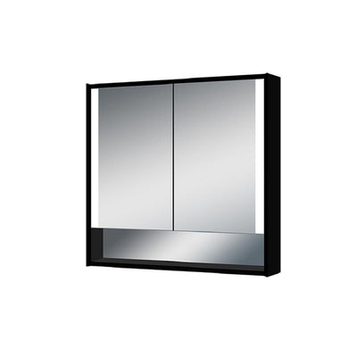 Edgar 31.5 in. W x 27.5 in. H x 5.25 in. D Lighted Impressions Surface-Mount LED Mirror Medicine Cabinet in Aluminum - Super Arbor