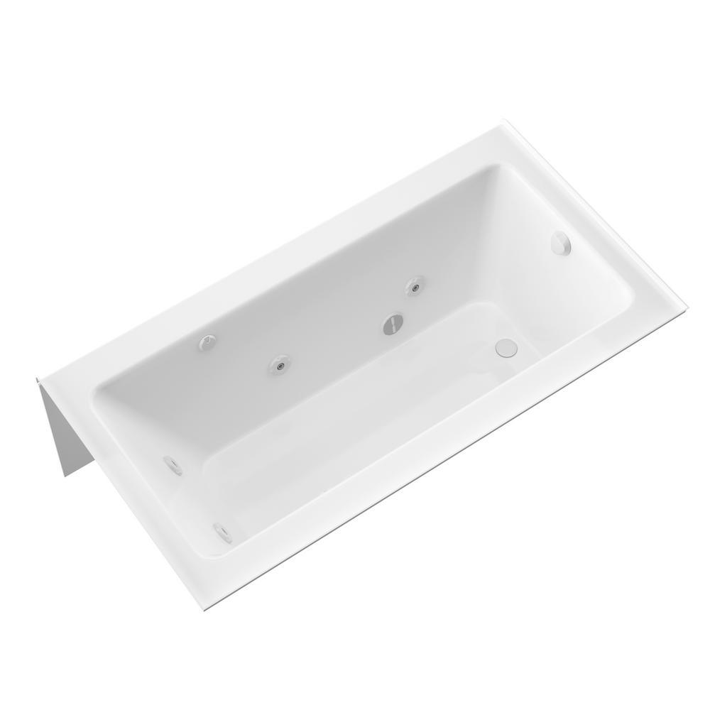 Amber 5 ft. Acrylic Rectangular Drop-in Whirlpool Bathtub in White - Super Arbor