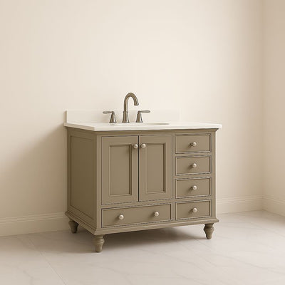 Home Decorators Collection Orillia 42-Inch Greige Bathroom Vanity with Marble Top
