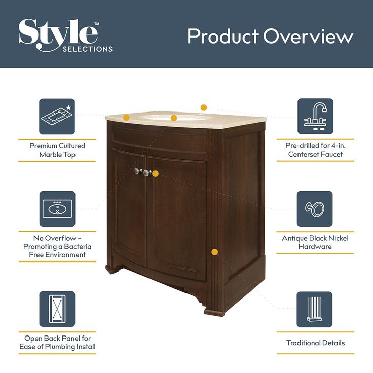 Style Selections Delyse 30.75-in Auburn Single Sink Bathroom Vanity with Cappuccino Solid Surface Top