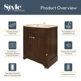 Style Selections Delyse 30.75-in Auburn Single Sink Bathroom Vanity with Cappuccino Solid Surface Top