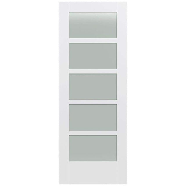 32 in. x 80 in. MODA Primed PMT1055 Solid Core Wood Interior Door Slab w/Translucent Glass