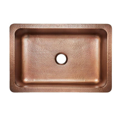 Adams Farmhouse/Apron-Front Handmade Pure Solid Copper 33 in. Single Bowl Kitchen Sink in Antique Copper