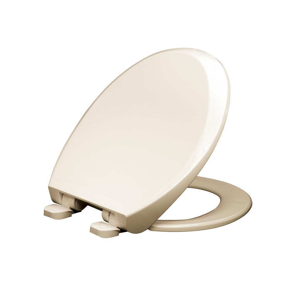 Round Slow Closed Front Toilet Seat with Quick Release Hinges in Bone - Super Arbor