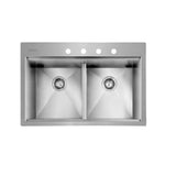 All-in-One Drop-In Stainless Steel 33 in. 4-Hole 50/50 Double Bowl Workstation Sink with Faucet and Accessories Kit - Super Arbor