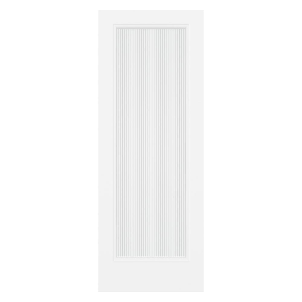 30 in. x 80 in. Reed Smooth 1 Lite Primed MDF Interior Door Slab - Super Arbor
