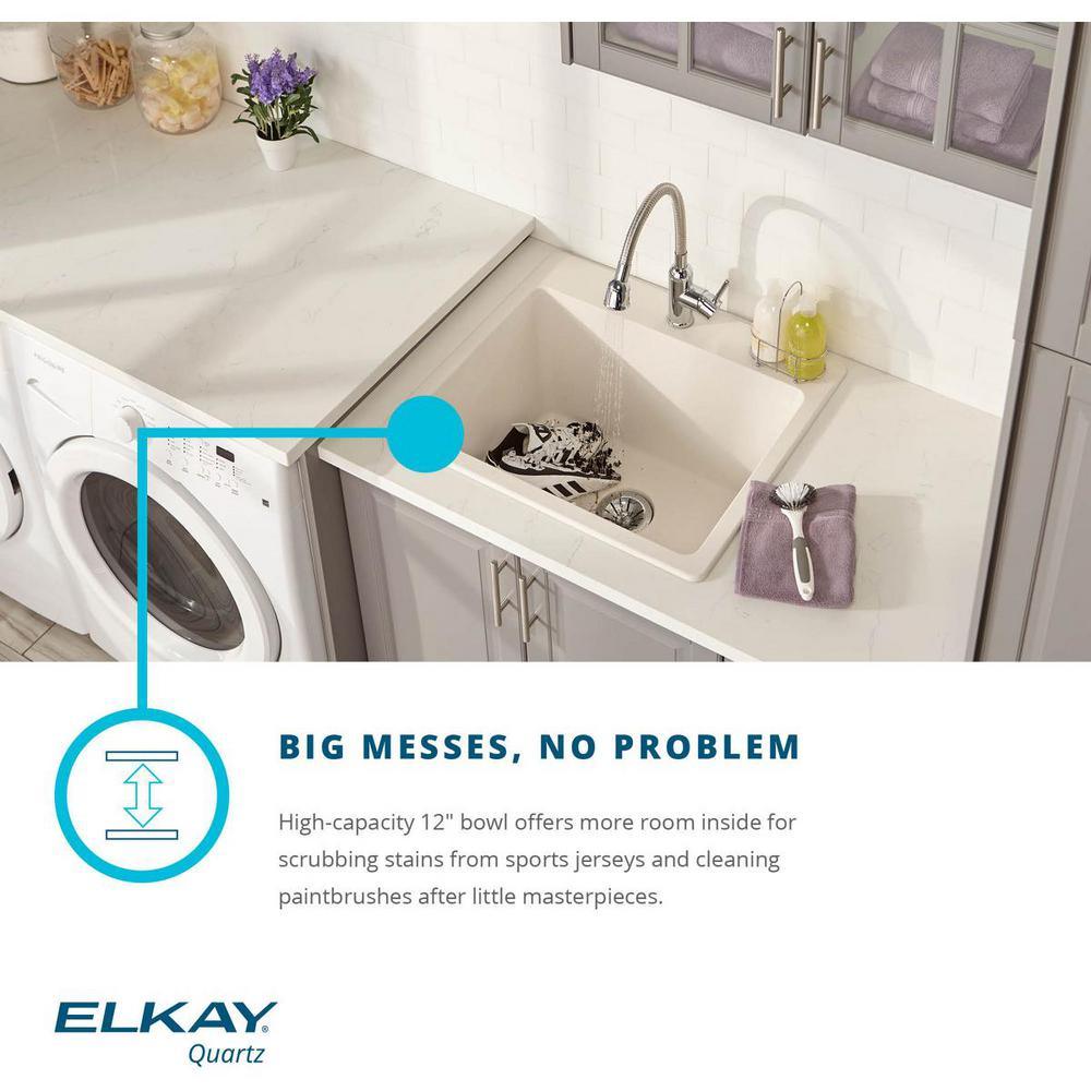 Quartz Classic Perfect Drain Drop-In 25 in. Laundry Sink in Gray - Super Arbor