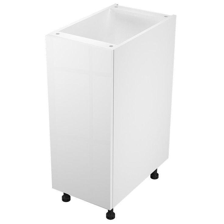 Threespine White Gloss Wood Slab Door Stock Ready to Assemble Base Kitchen Cabinet 15 in. x 34.5 in. x 24 in.