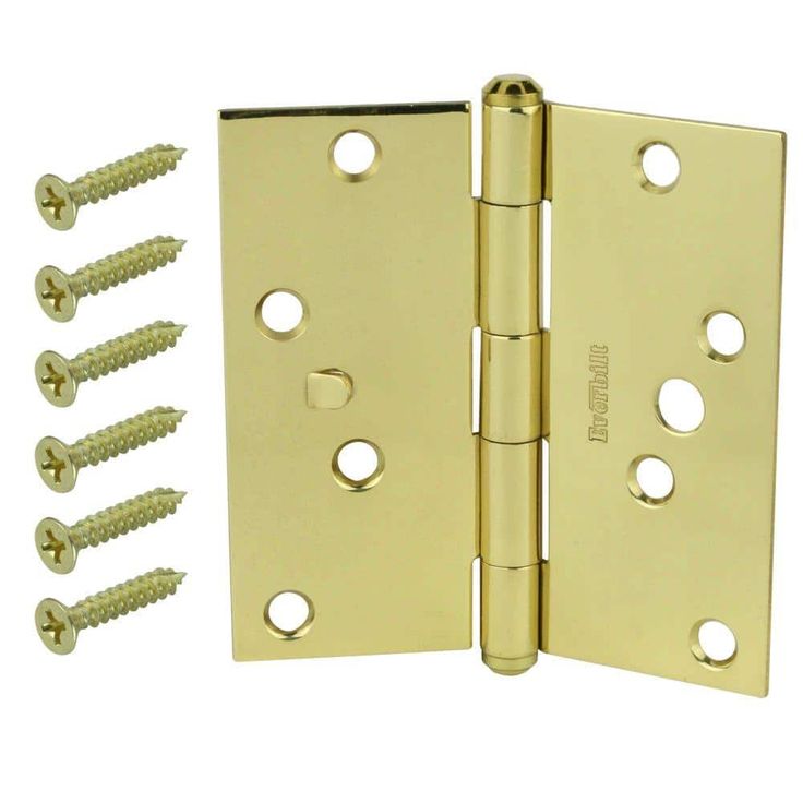 4 in. Solid Brass Square Corner Security Door Hinge