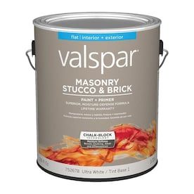 Valspar Masonry Stucco & Brick Ultra White/Base1 Flat Interior/Exterior Tintable Paint (Actual Net Contents: 126-fl oz)