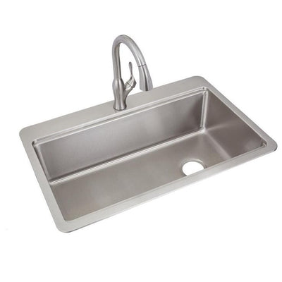 Avenue Stainless Steel 33 in. Single Bowl Undermount/Drop-in Kitchen Sink with Faucet and Workstation Kit