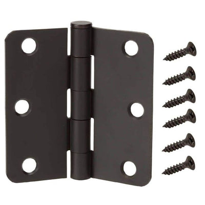 3-1/2 in. Oil Rubbed Bronze 1/4 in. Radius Door Hinges Value Pack (3-Pack)