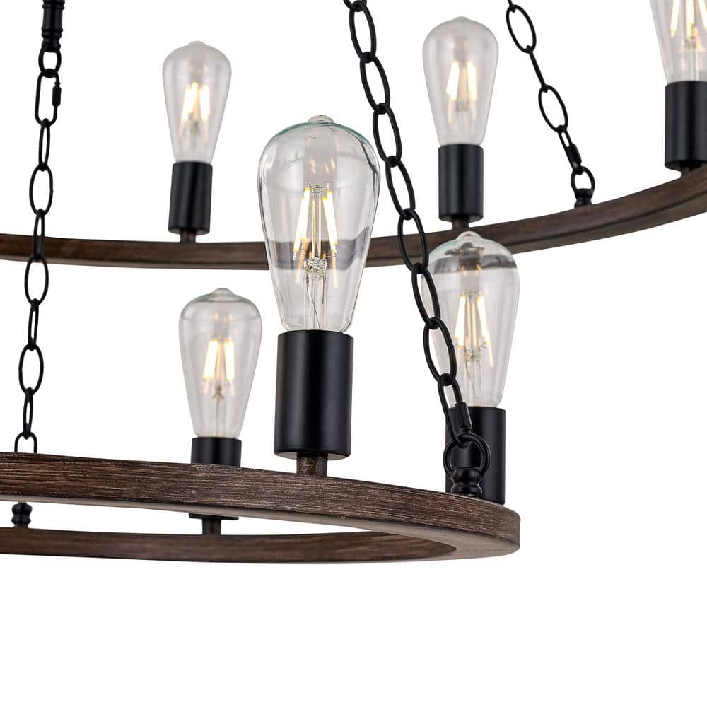 Vanity Art Cannes 18Light Darkwood/Black Wagon Wheel Chandelier