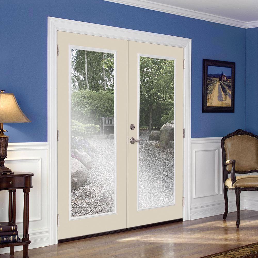 Masonite 60 in. x 80 in. Canyon View Steel Prehung Left-Hand Inswing Full Lite Clear Glass Patio Door with Brickmold