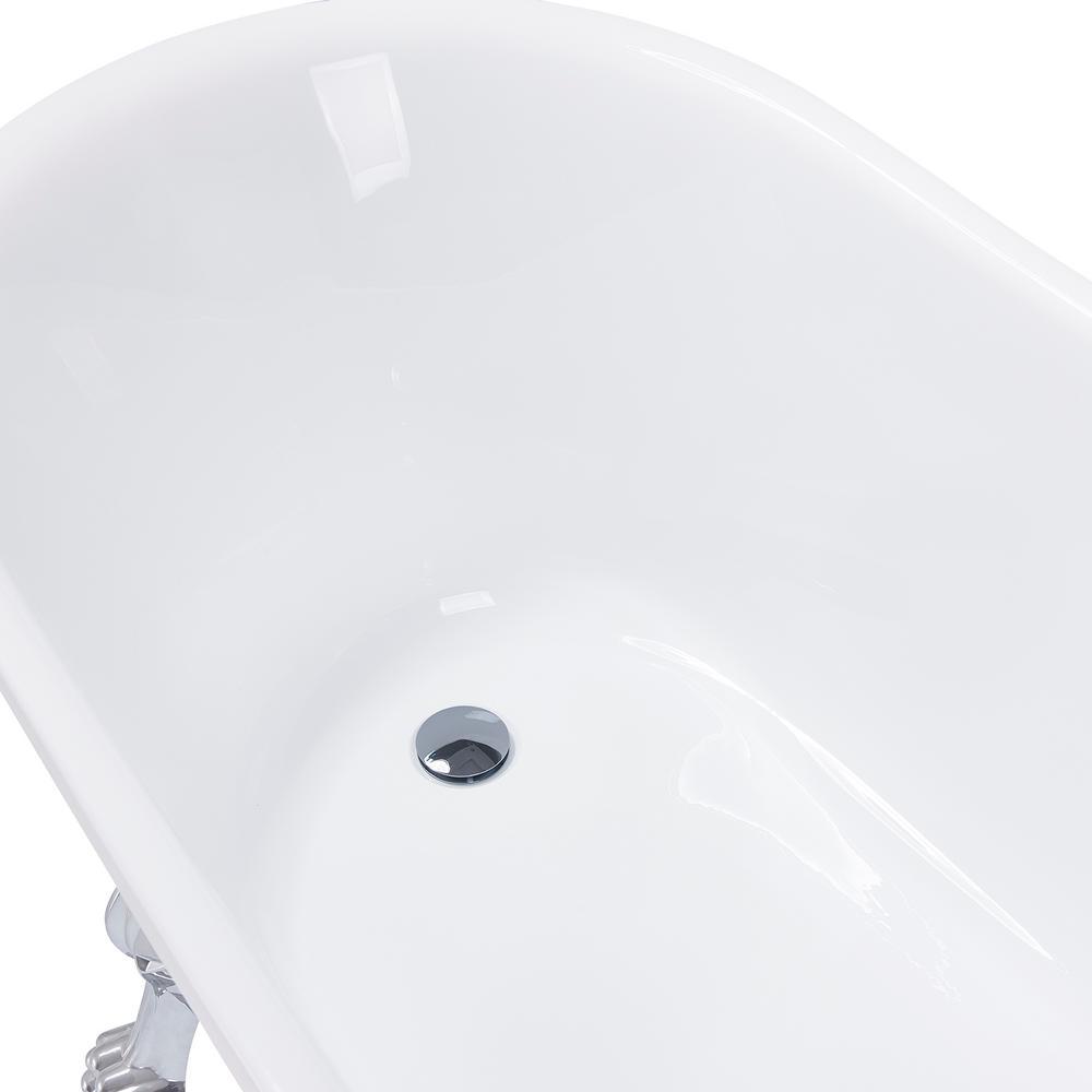 60 in. Fiberglass White Acrylic Clawfoot Tub for Bathtub with Tub Filler Combo - Modern Clawfoot Stand Alone Tub - Super Arbor