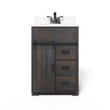 Style Selections Morriston 24-in Distressed Java Undermount Single Sink Bathroom Vanity with White Engineered Stone Top
