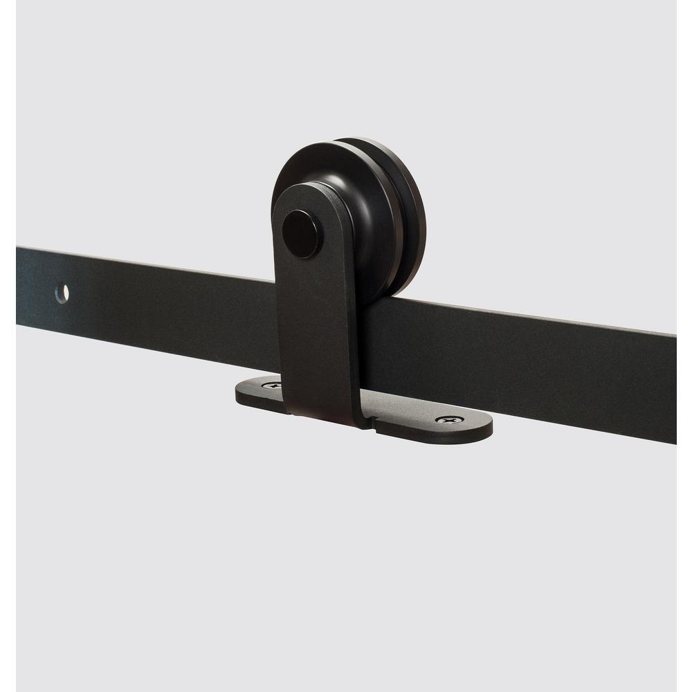 Black Solid Steel Sliding Rolling Barn Door Hardware 8 ft. Kit for Single Wood Doors - Super Arbor
